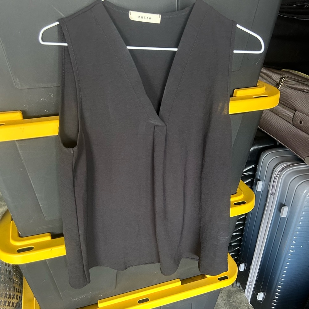 Entro Black V-Neck Tank Top